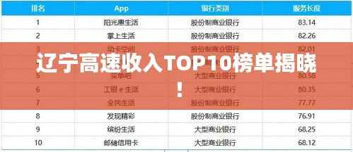 辽宁高速收入TOP10榜单揭晓！